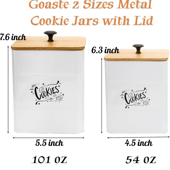 White Metal Cookie Jars with Lid - Picture 9 of 11